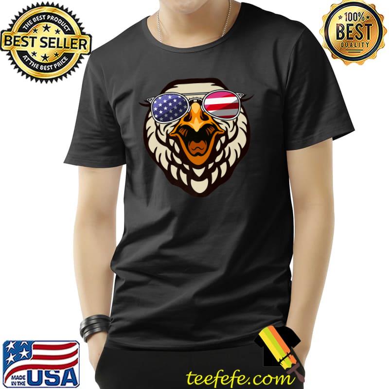 Patriotic American Bald Eagle Head Sunglasses Flag 4th July T-Shirt