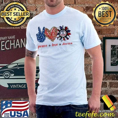 Peace Love America Flower Shirt