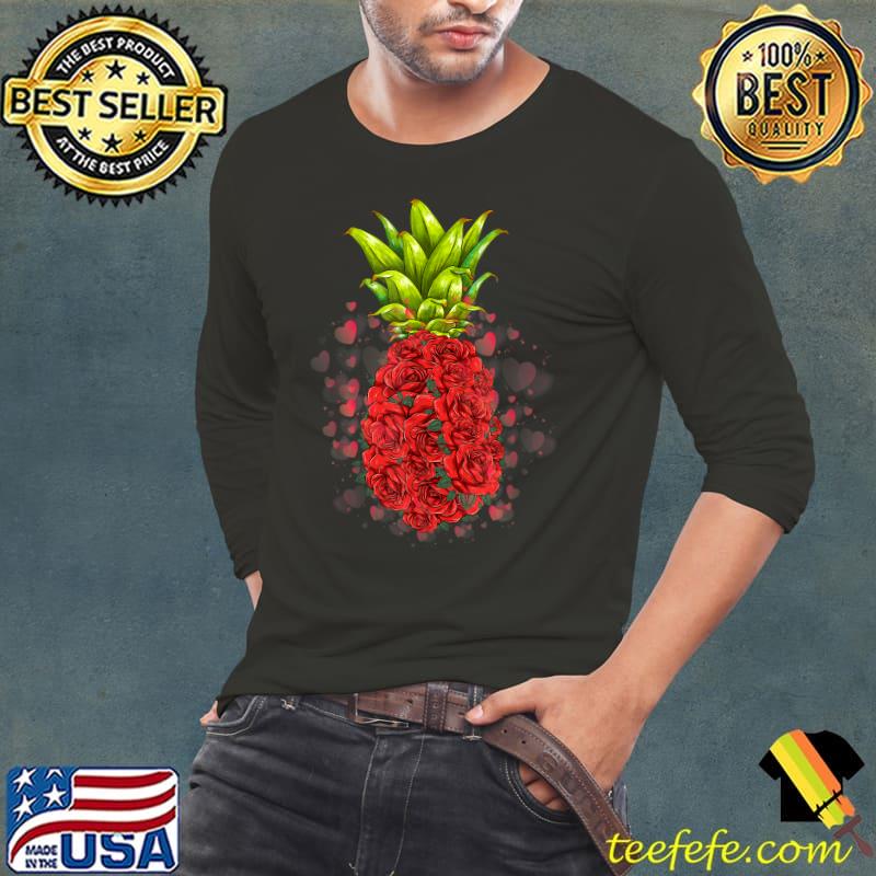 Pineapple Flowers Aloha Hawaii T-Shirt Long Sleeve Tee Pineapple Flowers Aloha Hawaii T-Shirt Long Sleeve Tee
