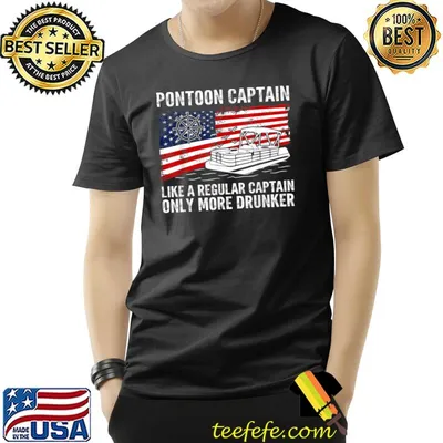 Pontoon Captain Like A Regular Captain Only More Drummer USA flag T-Shirt