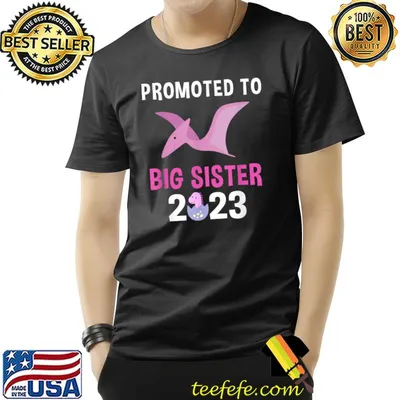 Promoted To Big Sister 2023 Pterodactyl Dinosaur T-Shirt