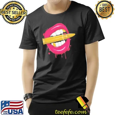 Red lipsth gold bullet vintage cool gift shortsleeve shirt