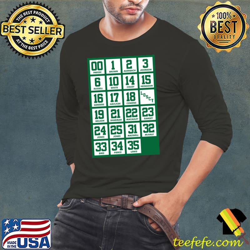 Retired Numbers - Celtics Classic T-Shirt Long Sleeve Tee Retired Numbers - Celtics Classic T-Shirt Long Sleeve Tee