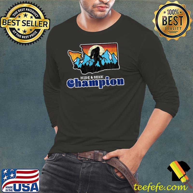Retro Bigfoot State Of Washington Hide And Seek Champion T-Shirt Long Sleeve Tee Retro Bigfoot State Of Washington Hide And Seek Champion T-Shirt Long Sleeve Tee