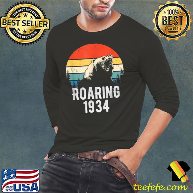 Roaring 1934 Vintage Sunset Bear Animal 88th Birthday T-Shirt Long Sleeve Tee Roaring 1934 Vintage Sunset Bear Animal 88th Birthday T-Shirt Long Sleeve Tee