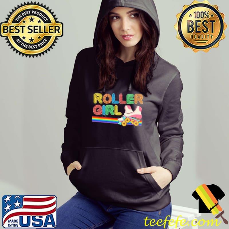 Roller girl vintage seventies 70s cool retro skates skating shortsleeve s Hoodie Roller girl vintage seventies 70s cool retro skates skating shortsleeve s Hoodie