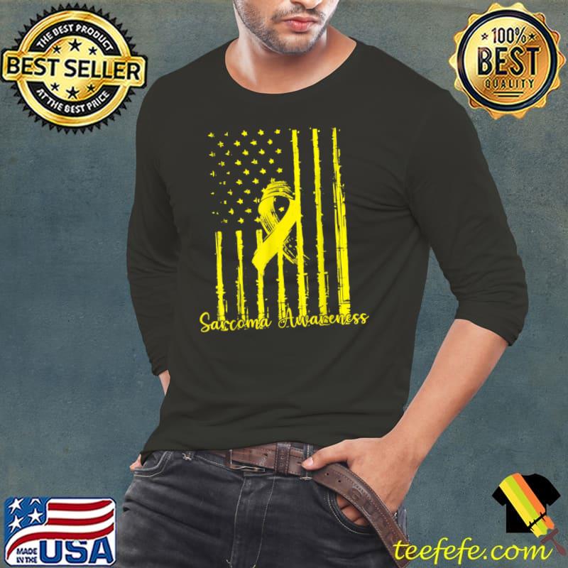 Sarcoma Awareness USA Flag T-Shirt Long Sleeve Tee Sarcoma Awareness USA Flag T-Shirt Long Sleeve Tee