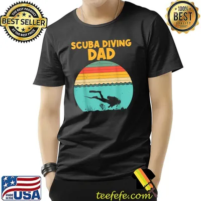 Scuba Diving Dad Underwater Divers Vintage Sunset T-Shirt