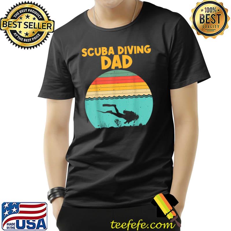 Scuba Diving Dad Underwater Divers Vintage Sunset T-Shirt