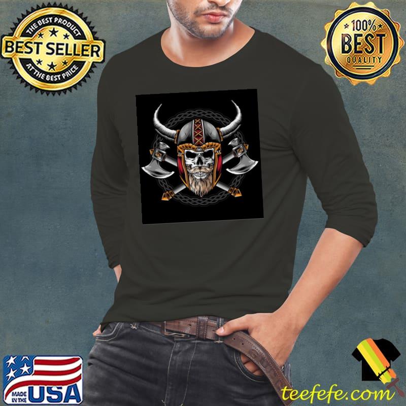 Skull with viking helmet T-Shirt Long Sleeve Tee Skull with viking helmet T-Shirt Long Sleeve Tee