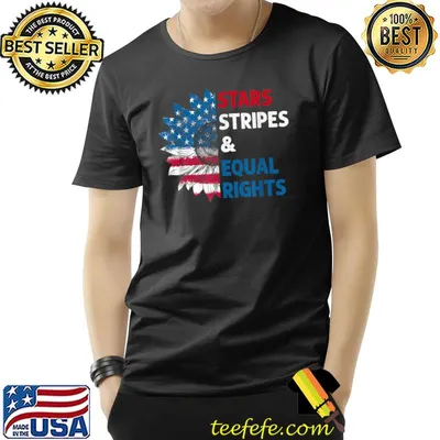 Stars Stripes Equal Rights American Flag Sunflower Feminist T-Shirt