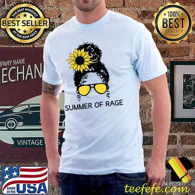 Summer of Rage Feminism Pro Choice Messy Bun Sunflower T-Shirt