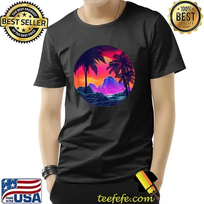 Vaporwave rocks and palms vintage sunset T-Shirt