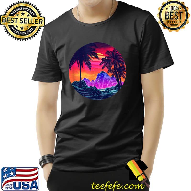 Vaporwave rocks and palms vintage sunset T-Shirt