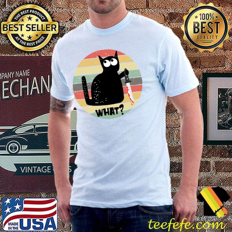 What Cat With Knife Halloween Costumes Vintage T-Shirt What Cat With Knife Halloween Costumes Vintage T-Shirt