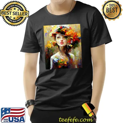 Woman Flowers On Hat Impressionist Painting T-Shirt