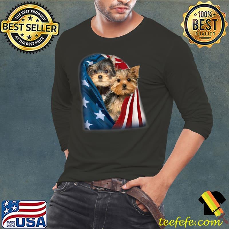 Yorkshire Terrier US Flag July 4th Patriotic Yorkie Puppies T-Shirt Long Sleeve Tee Yorkshire Terrier US Flag July 4th Patriotic Yorkie Puppies T-Shirt Long Sleeve Tee