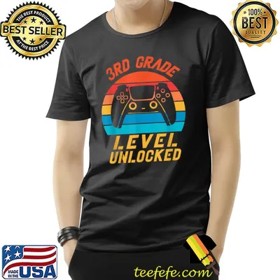 3rd Grade Level Unlocked Video Game Back To School Vintage Sunset T-Shirt