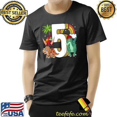 5th Birthday 5 Years With Dino And Dinosaurs T-Shirt