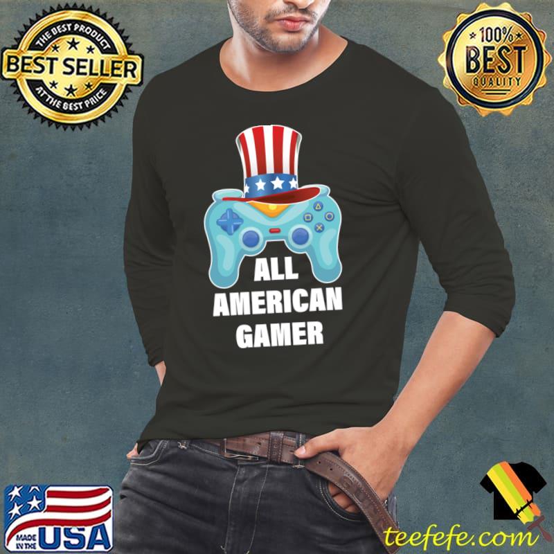 All American Gamer 4th Of July Hat Uncel Sam Controller T-Shirt Long Sleeve Tee All American Gamer 4th Of July Hat Uncel Sam Controller T-Shirt Long Sleeve Tee