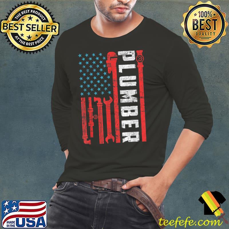 American Plumbing Flag 4th Of July Patriotic Plumber T-Shirt Long Sleeve Tee American Plumbing Flag 4th Of July Patriotic Plumber T-Shirt Long Sleeve Tee