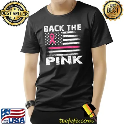 Back The Pink Ribbon American Flag Breast Cancer Awareness T-Shirt