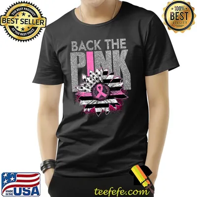 Back The Pink Ribbon Sunflower Flag Breast Cancer Awareness T-Shirt
