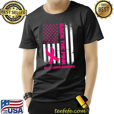 Back The Pink Ribbon Usa Flag Breast Cancer Awareness T-Shirt