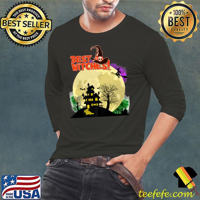 Best witches salem witch riding broom moon halloween T-Shirt Long Sleeve Tee Best witches salem witch riding broom moon halloween T-Shirt Long Sleeve Tee