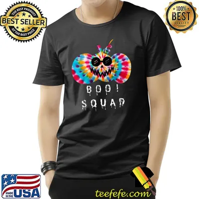 Boo Squad Cute Tie Dye Scary Face Pumpkin Halloween T-Shirt