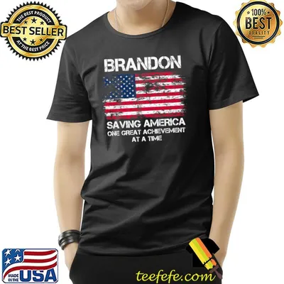 Brandon Saving America One Great Achievement At A Time Usa Flag Retro T-Shirt