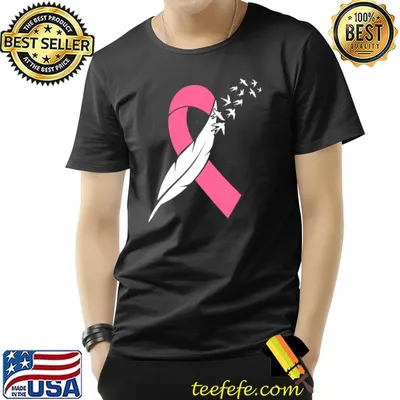Breast Cancer Awareness Feather Pink Ribbon Cancer Support Strong Birds T-Shirt