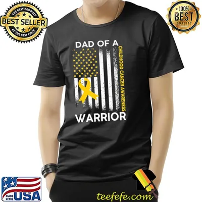 Childhood cancer awareness dad of a warrior flag ribbon classic shirt