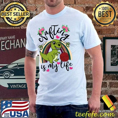 Crafting Is My Life Crafters Quilting Sewing Knitting Rainbow Flowers T-Shirt