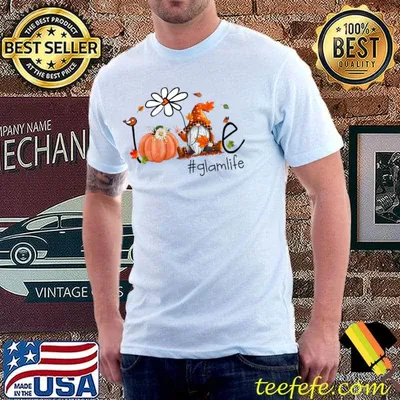 Fall Love Glam Flowers Daisy Pumpkin Gnome Thanksgiving T-Shirt