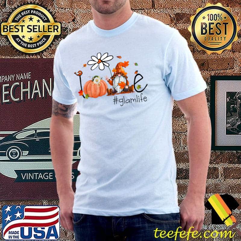 Fall Love Glam Flowers Daisy Pumpkin Gnome Thanksgiving T-Shirt
