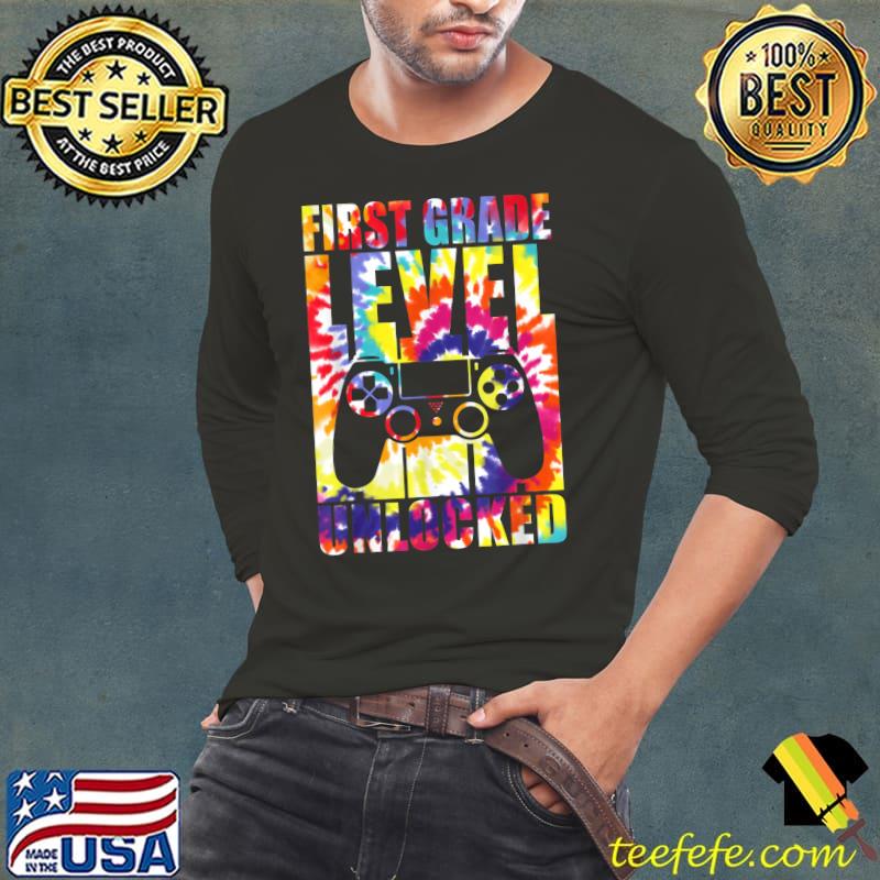 First Grade Level Unlocked Video Game Tie Dye Back To School T-Shirt Long Sleeve Tee First Grade Level Unlocked Video Game Tie Dye Back To School T-Shirt Long Sleeve Tee