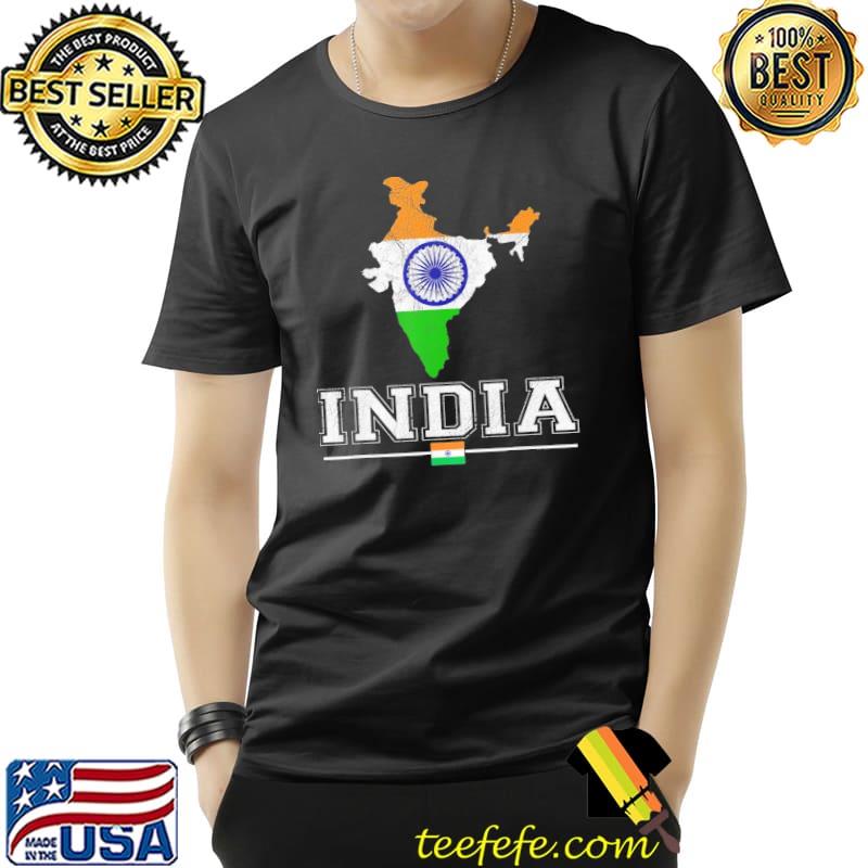 Flag souvenir indian map distressed India vintage classic shirt
