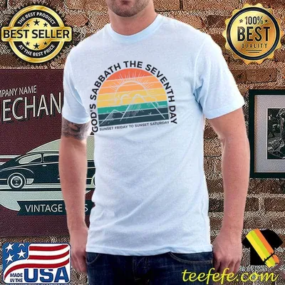 God's Sabbath The Seventh Day Sunset Friday To Sunset Saturday Mountain Vintage T-Shirt