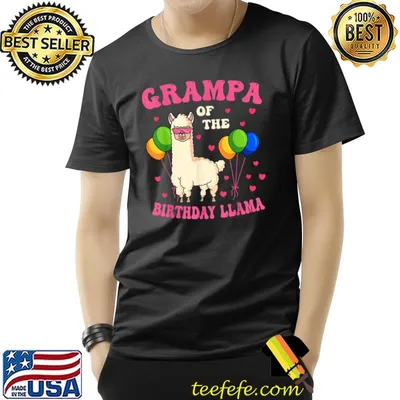 Grampa Of The Birthday LLama Balloon Bday Party Family Celebration T-Shirt
