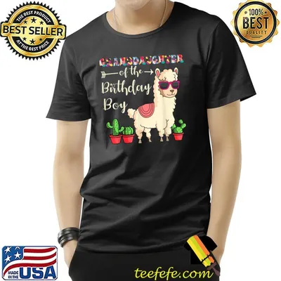 Granddaughter Of The Birthday Boy LLama Bday Party Cactus T-Shirt