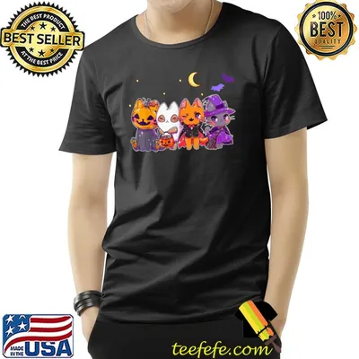 Halloween Cats Anime Cat Kawaii Neko Pumpkin Witch T-Shirt