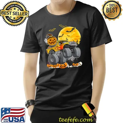 Halloween Pumpkin Riding Monster Truck Halloween Costume T-Shirt