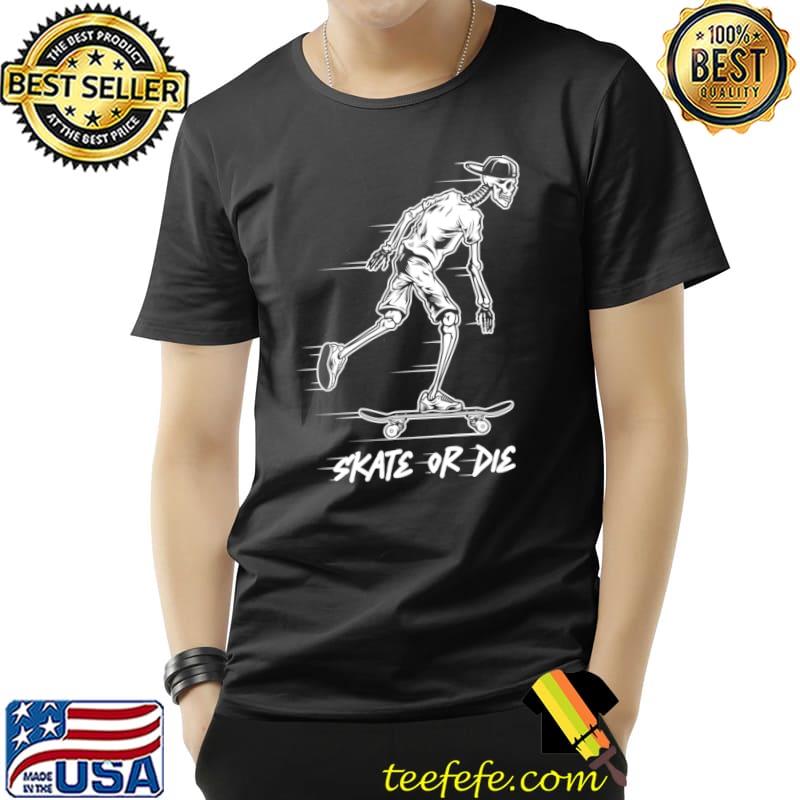 Halloween Skateboard Skate Or Die Bones Horror T-Shirt