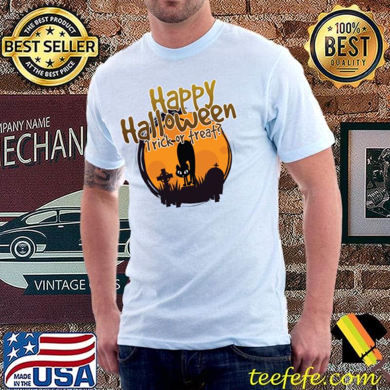 Happy Halloween Trick Or Treat Cat Moon T-Shirt