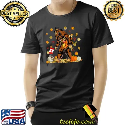 Happy Thanksgiving Canada Bigfoot Turkey Pumpkin T-Shirt