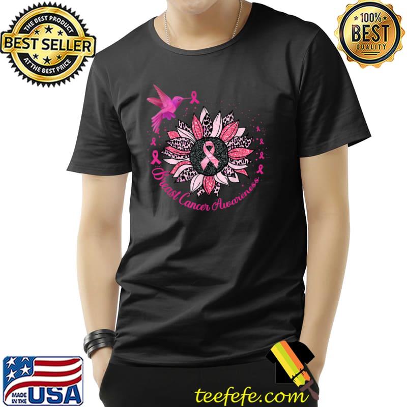 Hummingbird Pink Sunflower Breast Cancer Awareness T-Shirt