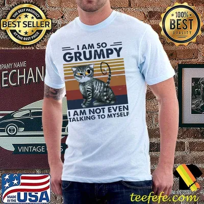 I Am So Grumpy I Am Not Even Talking To MYself Cat Vintage Shirt