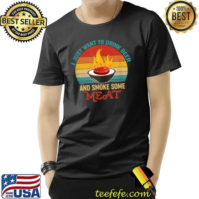 I Just Want To Drink Beer And Smoke Some Meat Vintage Sunset T-Shirt