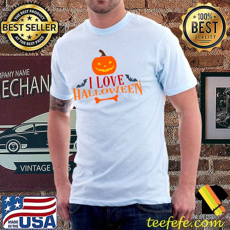 I Love Halloween Jack-o-lantern Pumpkin Bats T-Shirt